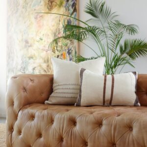 Border Stripe Linen Square Pillow