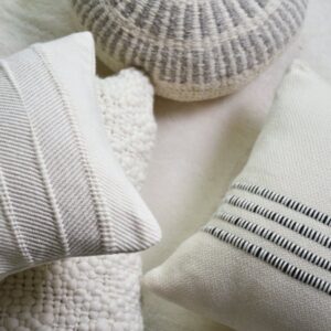 Natural Striped Cotton Accent Pillow