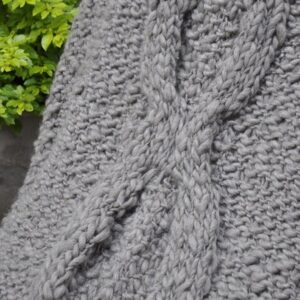 Grey Knit Wool Throw